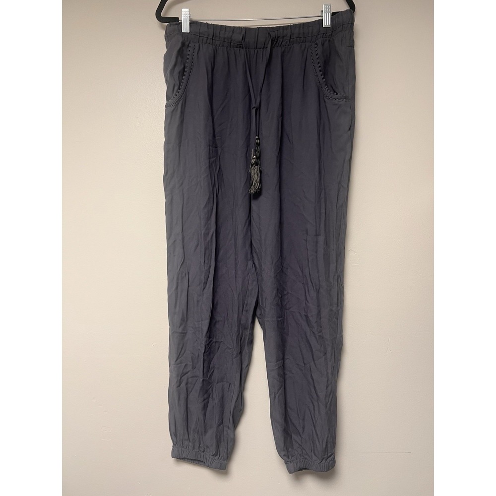 Artesia Womens Pants Size XL Gray Pull On Drawstring Jogger 100% Rayon High Rise